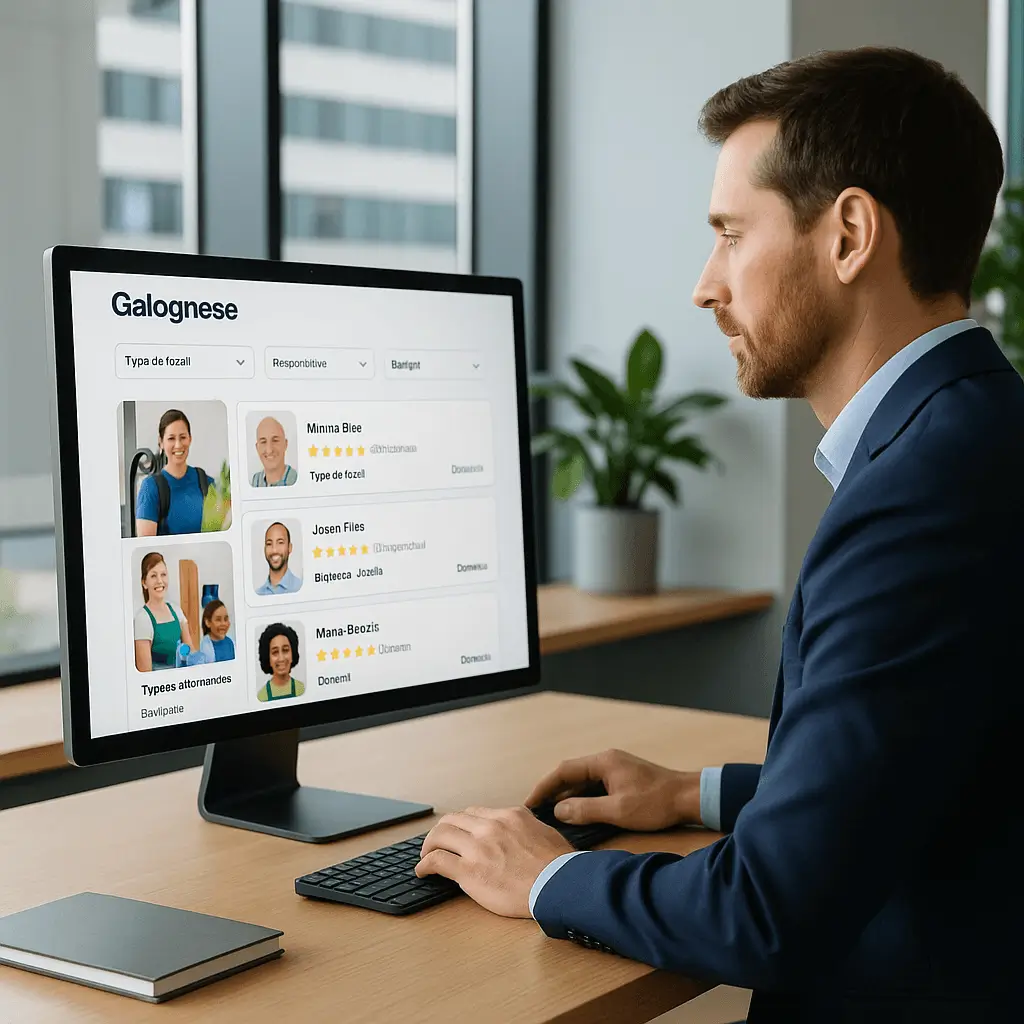 Interface Galognese montrant une entreprise de nettoyage autour de moi disponible